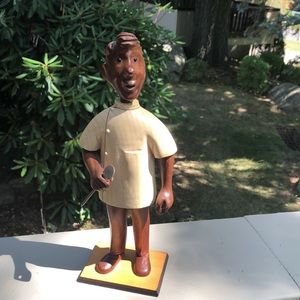 Vintage hand carved ROMER Wooden Dental Figure holding dental mirror